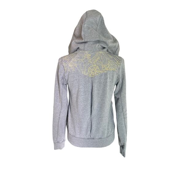 Lululemon Scuba Cotton Full Zip Up Hooded Jacket Grey Yellow Floral Size Small 6 - Picture 4 of 14